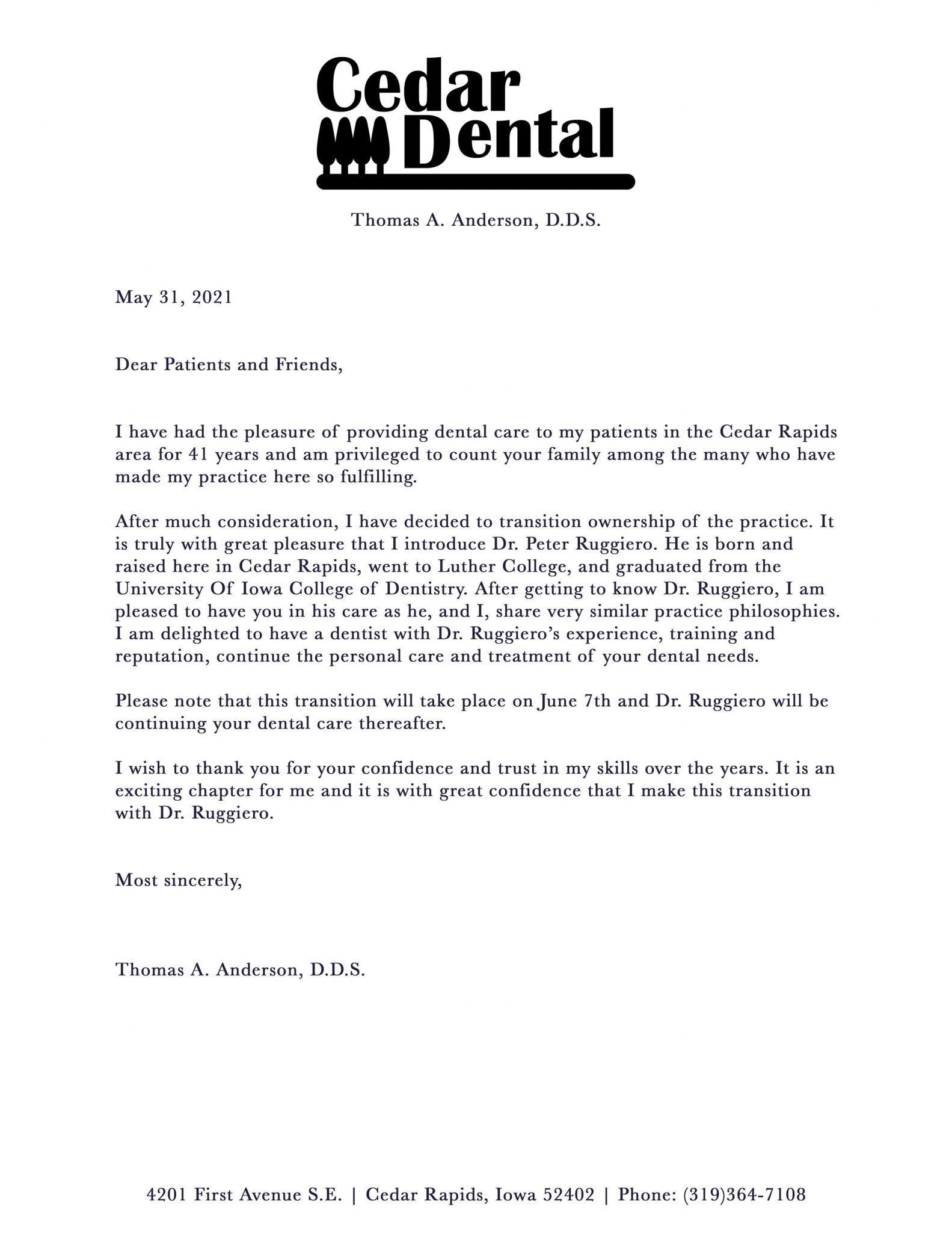 6+ Fresh Dentist Retirement Letter To Patients Repli Counts Template